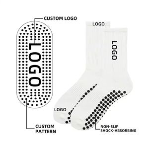 Gran oferta logotipo personalizado transpirable Terry Grip Crew calcetines flocado Grip calcetines flocado antideslizante Crew Grip calcetines con logotipo inferior - Product Image 6