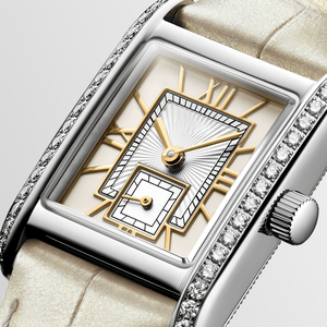 Reloj de Cuarzo para Mujer, Rectangular, con Bisel de Diamantes, Esfera con Números Romanos, Correa de Cuero, Elegante Reloj de Pulsera Longinesing - Product Image 3