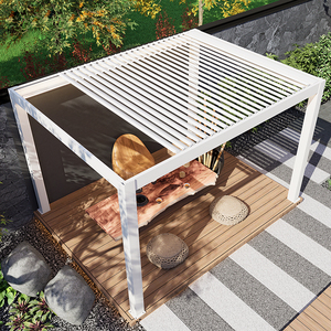 Gazebo Pergola d'extérieur motorisé ou manuel en aluminium imperméable et coupe-vent avec Led et toit à persiennes réglable - Product Image 3