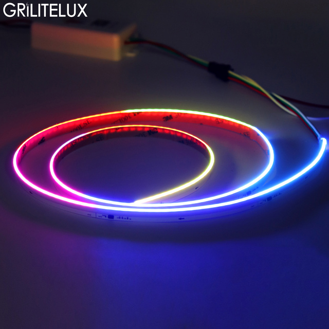 Smart Pixel APP Control 630LEDs/m Cuttable Every 100mm DC24V SPI System WS2811 Side Emitting Addressable RGB Cob Led Strip