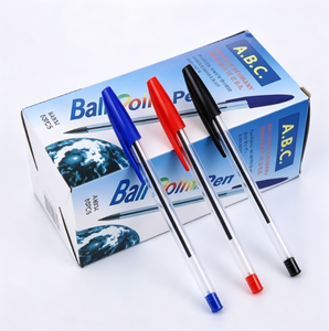 Bolígrafo de punta redonda de precio bajo, directo de fábrica, clásico, sencillo, de cristal, para oficina y escuela, multicolor, de plástico. - Product Image 1