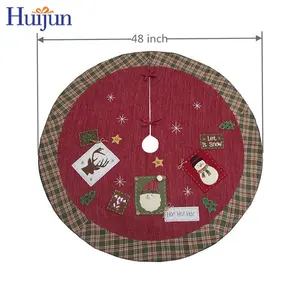 Groothandel Fabriek Custom 48 Inch Faux Suede Applique Borduurwerk Kerstboom Rok Kerstboom Decoraties