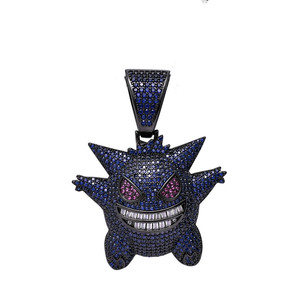 Collier Pendentif Thème Dessin Animé Micro-Incrusté Zircon Petit Monstre Bijoux Hip Hop Cadeau Alliage de Zinc Or Blanc et Violet - Product Image 3