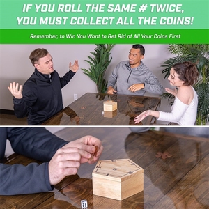 Juego de dados de gota de moneda de mesa para niños y adultos hecho a mano Premium gran regalo juego de Penny con 2 dados y reglas de juego - Product Image 2
