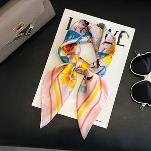 New Fashion <strong>Women's</strong> Stylish Square Neck <strong>Scarves</strong> 70cm <strong>Designer</strong> Custom Printed Luxury Brand Head Hair Ties <strong>Scarf</strong> - Product Image 1