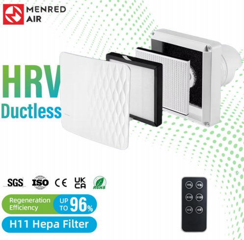 BVU Intelligent Control High Efficiency 96% HRV Ductless Fresh Air Unit Breathing Machine