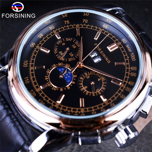 FORSINING GMT912 di Lusso <span class=keywords><strong>Luna</strong></span> Fase di Progettazione del Cuoio Genuino di Modo Casuale Che Porta Scala Quadrante Vigilanza di Mens di Lusso <span class=keywords><strong>Orologio</strong></span> Automatico - Product Image 3