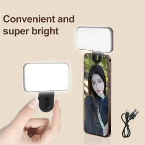 Mini Lumière d'Appoint <span class=keywords><strong>LED</strong></span> Portable RGB Rechargeable pour Selfie, Visioconférence, Téléphone, Tablette et Ordinateur Portable - Product Image 1