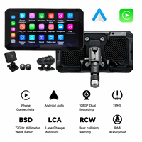 AlienRider M2MAX Pro Navigation Moto DVR Connectivité iPhone Android Auto Double Enregistrement Caméra de Tableau de Bord Radar 77GHz, 6 Pouces