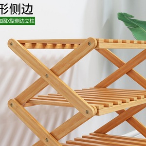 Bamboo Folding <b>Shoe</b> <b>Rack</b> 3 Tier Freestanding <b>Storage</b> For Doorway Minimalist Design - Product Image 2