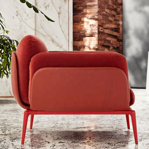 Sofá de lujo moderno para una sola persona, silla con patas de metal Rojas, de terciopelo, para oficina, apartamento, salón de belleza, hotel, Vestíbulo y dormitorio - Product Image 3