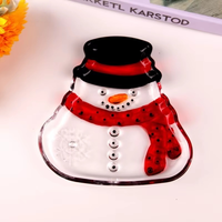 FLVC Minimalistische Kerst Sneeuwpop Kristallen Glazen Fruitcake Schaal Sneeuwpop Kerstkoekjes Snack Traktatie Glazen Schaal