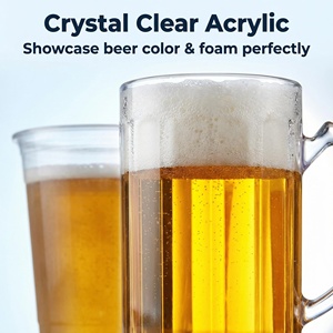 Jarra de Cerveza Irrompible Transparente de PC de 500 ml con Asa, Personalizable con Logotipo, para Bar o Pub - Product Image 4