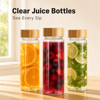 Bouteille de boisson réutilisable de 500 ml en Tritan transparent avec couvercle en bambou et large ouverture pour jus, lait et fêtes estivales à la piscine