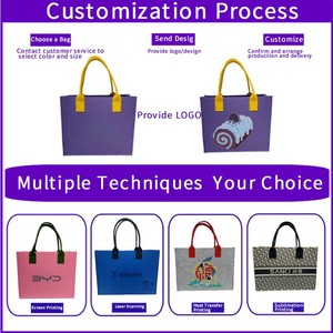 <span class=keywords><strong>Sac</strong></span> fourre-tout en feutre rouge avec logo personnalisé, imprimé gâteau fraise mignon, <span class=keywords><strong>sac</strong></span> de courses réutilisable écologique pour emballage cadeau et promotion - Product Image 3