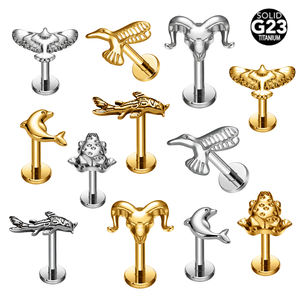 ต่างหูไทเทเนียม G23 รูปปลาโลมา ปลาคาร์ฟ นก กระดูกอ่อนสัตว์ ชุดต่างหูขนาดเล็ก 16G สำหรับเจาะหูแบบ Tragus, Helix, Conch, Flatback - Product Image 1