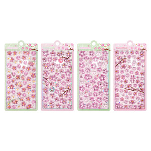 Stiker Bunga Sakura Epoxy 3D, Dekal Bunga Timbul Transparan untuk Kartu Jurnal DIY Scrapbook Grosir - Product Image 5