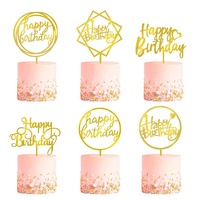 Nouveauté 2024 : Décoration de gâteau Joyeux Anniversaire en acrylique multicolore (noir, or, or rose, argent) – Fournitures de fête en gros