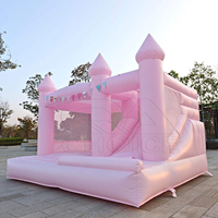 Structure gonflable commerciale rose pour mariage avec toboggan pour cérémonie et fête
