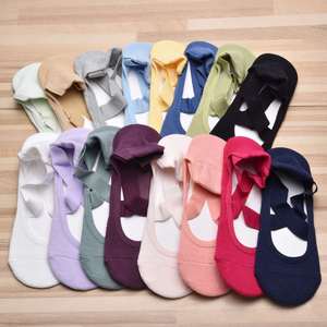 Calcetines de yoga con parte inferior de toalla para mujer, algodón peinado con cordones, deportes de Fitness, Pilates antideslizante especial - Product Image 2