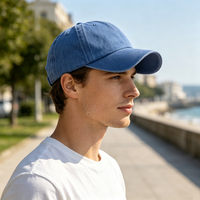 Gorra de béisbol unisex vintage de algodón lavado con logo personalizado al por mayor, gorra de camionero ajustable, gorra deportiva teñida y desgastada, gorra de papá en blanco.