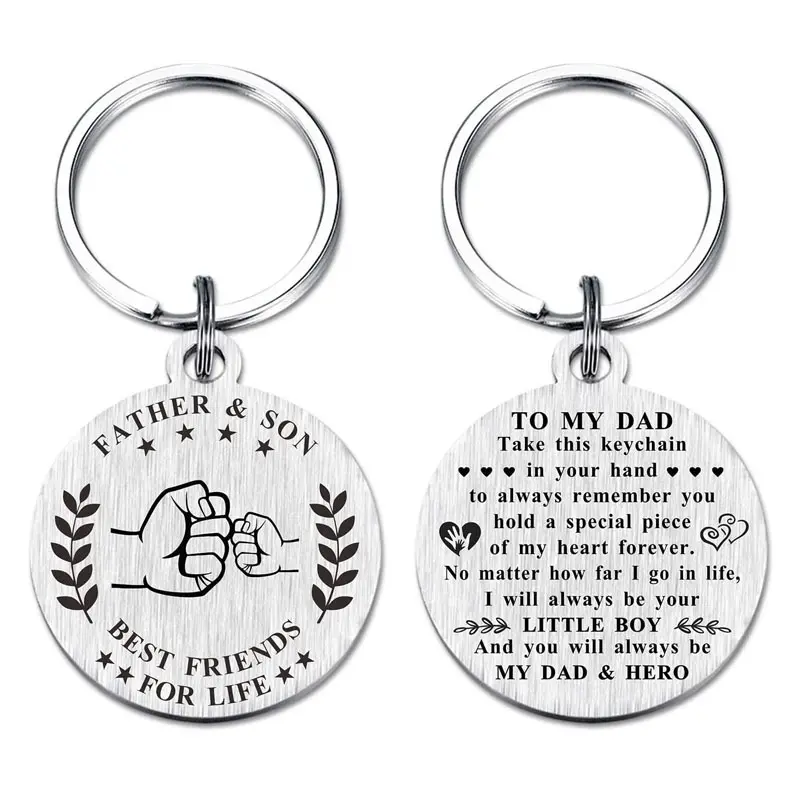Porte-clés personnalisé en métal acier inoxydable Papa Maman Fille Porte-clés acier inoxydable Cadeaux fête des pères fête des mères