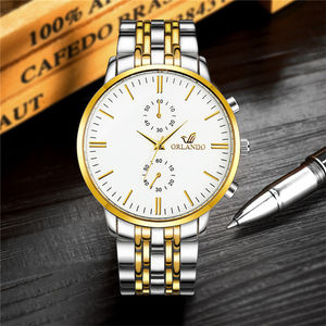 Relojes para Hombre Nuevo <span class=keywords><strong>Reloj</strong></span> <span class=keywords><strong>ORLANDO</strong></span> 001 <span class=keywords><strong>Reloj</strong></span> de Cuarzo de Moda para Hombre <span class=keywords><strong>Reloj</strong></span> de Pulsera de Acero Inoxidable Chapado en Oro y Plata Masculino Relogio - Product Image 3