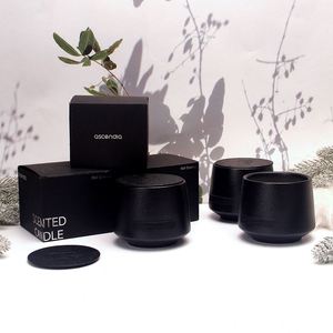 Bougie parfumée Ascendia en céramique noire mate, cire de soja, aromathérapie, décoration minimaliste pour la maison - Product Image 1