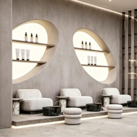 Station de travail pour salon de coiffure, mobilier de salon de beauté, design d'intérieur personnalisé pour salon de coiffure, personnalisation complète de la pièce, décoration de magasin