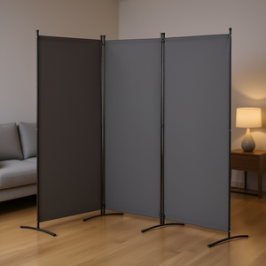 Panel de Privacidad Plegable de 3 Paneles, Gris, Separador de Habitaciones Independiente para Oficina, Dormitorio, Sala de Estar, Diseño Minimalista, Marco Metálico - Product Image 2