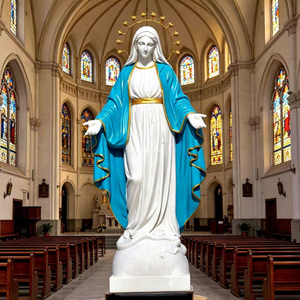 Sculptures de Jardin en Pierre Taille Réelle de la Sainte Vierge Marie, Sculptures Religieuses Catholiques Personnalisées en Marbre pour Église - Product Image 1