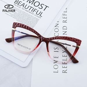 ฟาไลเออร์ แคทอายแว่นตาอ่านหนังสือ TR90 กรอบป้องกันแสงสีฟ้าผู้หญิงแว่นตาแบบเต็มขอบเลนส์พลาโนโลหะ TR90 - Product Image 5