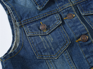 Chaqueta acolchada de moda personalizada corta para <span class=keywords><strong>mujer</strong></span>, venta al por mayor, nueva Veste En Jean de mezclilla con decoración de botones de talla grande - Product Image 4
