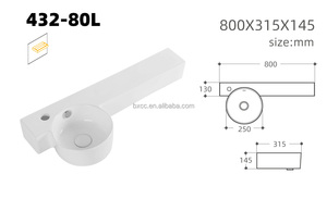 Lavandino in ceramica Lavabo Lavabo Lavabo Lavabo Lavabo con supporto per rubinetto a foro singolo - Product Image 5