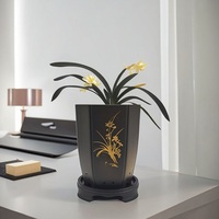 Pot en plastique style lotus avec plateau, style ferme, écologique, pour orchidées et clivia, vente en gros, usage jardin et maison