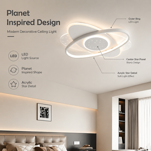 Plafonnier LED moderne en acrylique et métal, design anneau, tricolore, montage en surface, 100W, pour chambre à coucher, salon, intérieur - Product Image 2