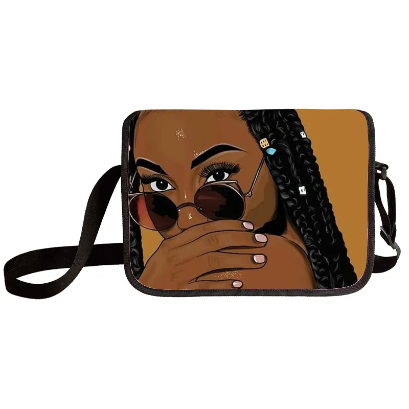 काले कला अफ्रीकी लड़की प्रिंट बड़ा Crossbody बैग महिलाओं देवियों काले दूत बैग बच्चों बस्ता छात्र एकल कंधे बैग के लिए