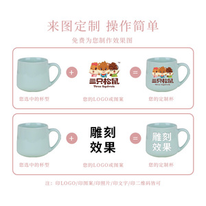Taza de Cerámica Three Squirrels de 450 ml con Grabado de Logotipo Personalizado para Regalo o Uso Doméstico - Product Image 1