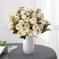 Realistisch handgemaakt kunstbloemenboeket van rozen voor thuis, eettafeldecoratie, Thanksgiving, afstuderen, bloemstuk