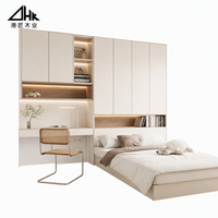Ensemble de chambre à coucher moderne avec lit tatami intégré, armoire et bureau, meubles de rangement tout-en-un sur mesure pour petits appartements