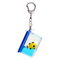 Porte-clés en acrylique pour aquarium, nouvelle décoration liquide avec bateau 3D, poisson flottant, paillettes, sable mouvant, cadeau promotionnel