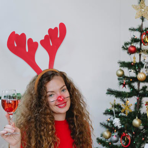 Giáng sinh trang trí Màu Đỏ Tuần Lộc dẫn mũi và gạc tóc phụ kiện lễ hội Giáng sinh ánh sáng lên Headband - Product Image 3