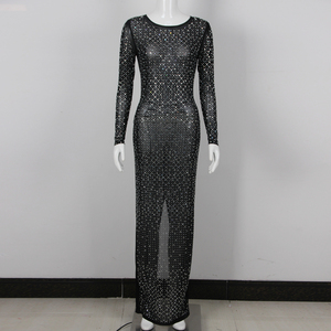 2023 женское вечернее платье со стразами прозрачное Сетчатое платье - Product Image 6