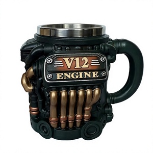 Sculpture en résine peinte à la main en forme de moteur V12 3D, écologique, avec engrenages mécaniques, tasse à café/bière, cadeau pour les passionnés d'automobiles et les amateurs de voitures - Product Image 4