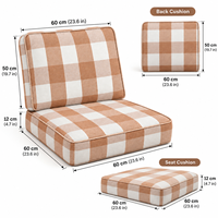 Coussin de chaise de bistrot amovible en cannage, motif pied-de-poule caramel, idéal pour brunch, thé, déjeuner, jardin, barbecue