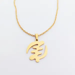 Stainless Steel Necklace Gold Jewelry African Symbol Stainless Steel Gye Nyame Pendent Necklace
