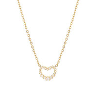 Delicado Collar con Colgante de Corazón Abierto con Circonitas, Acero Inoxidable 316L con Baño PVD, Antideslustre, Joyería Minimalista para Mujer, Regalo, Venta al por Mayor, OEM