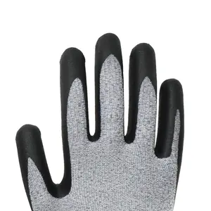 男性と女性のための頑丈な滑り止めマイクロフォームナイロンコーティングニット手保護カスタムロゴ印刷安全作業手袋
