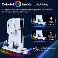 Station de charge multifonctionnelle pour PS5/PS5 PRO/PS5 Slim avec lumière colorée, station de charge pour manette PS5