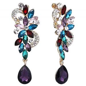 เครื่องประดับอินเทรนด์คริสตัลโบฮีเมียนสำหรับผู้หญิงงานแต่งงานเจ้าสาวประดับพลอยเทียมหลายอันต่างหูห้อยยาว - Product Image 6